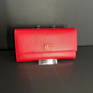 Gucci GG Marmont Continental Long Wallet Red Leather